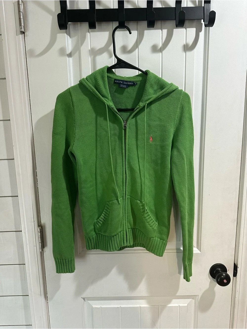 Vintage 2000s Ralph Lauren 100% Cotton Knit Zip Hoodie Sweater